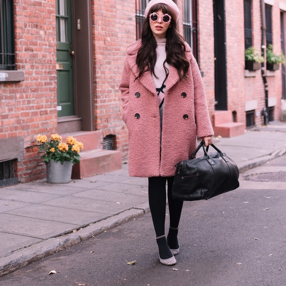 Topshop Pink Boucle Teddy Coat - Picture 7 of 7